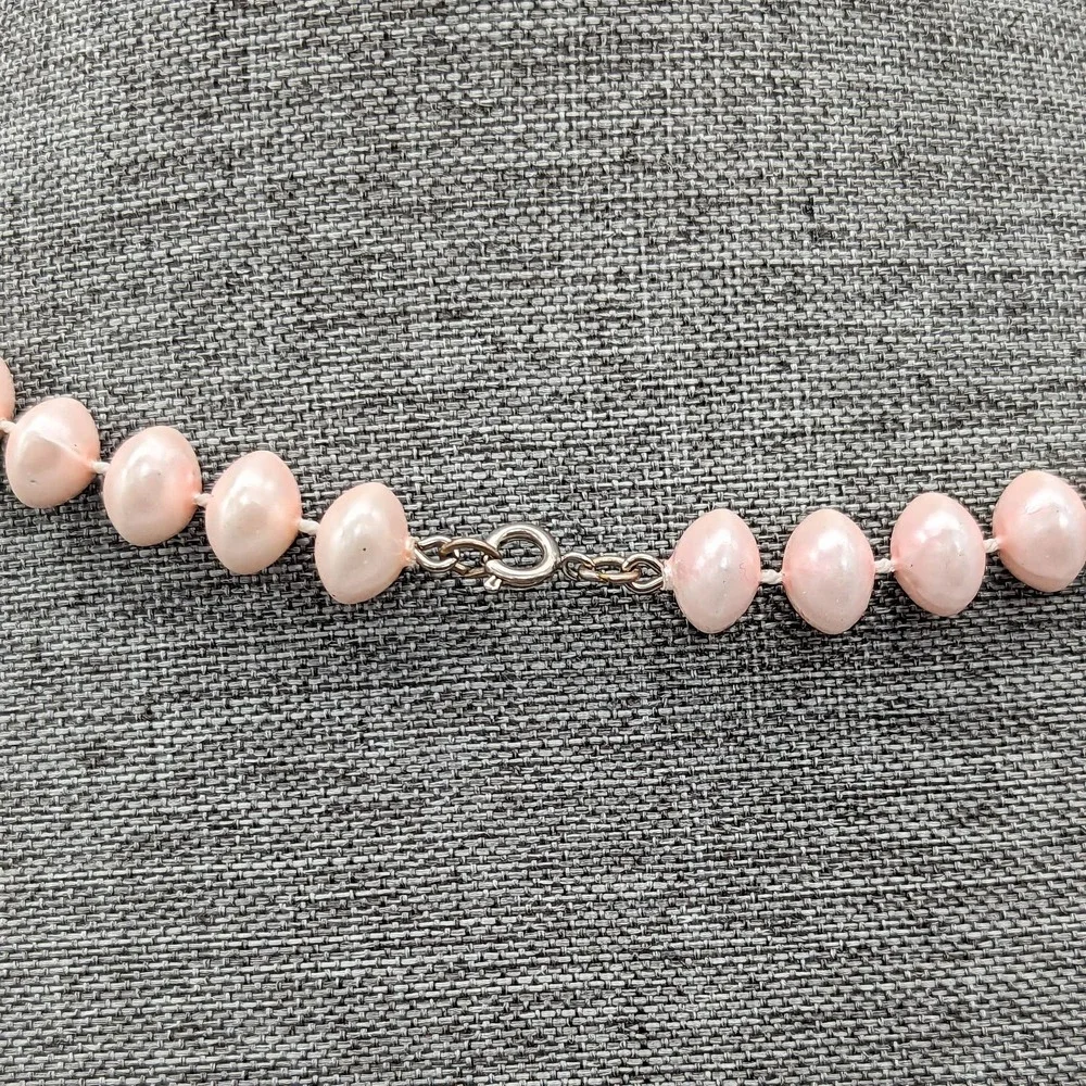 Vintage Chunky Pink And Black Beaded Necklace w/ Sphere Disc and Teardrop Shapes
